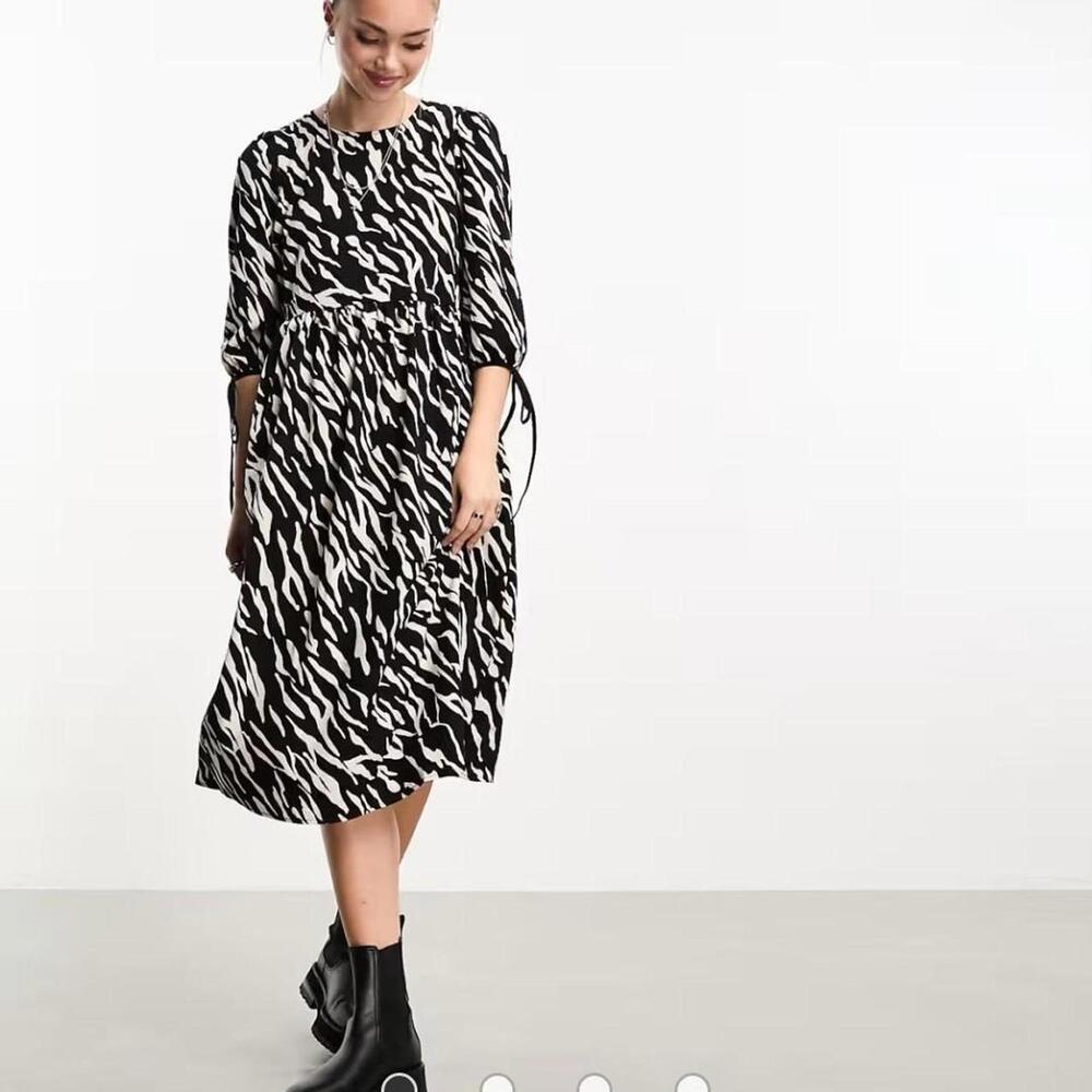 ASOS PIECES black & white zebra print midi dress